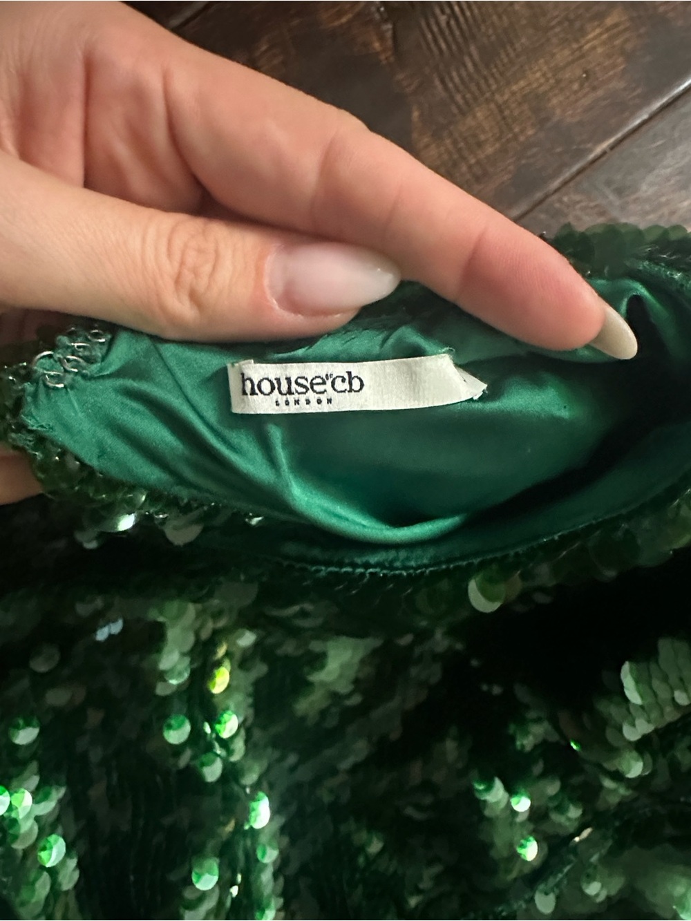House of CB Emerald Green Sequin Open-Back Maxi Dress - Picture 6 of 8